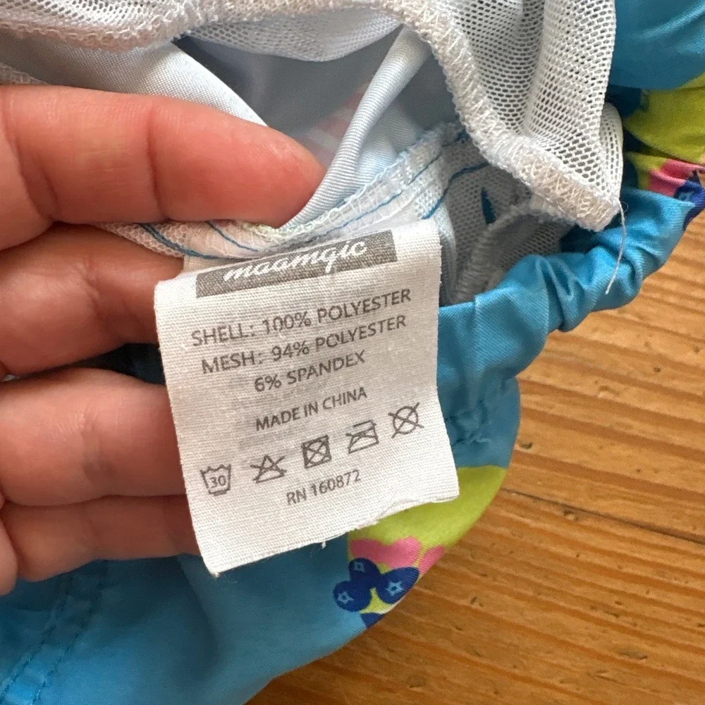 Maamgic Swim Trunks Kids Blue Good Ice Cream Print Mesh Lined‎ SIZE 5/6